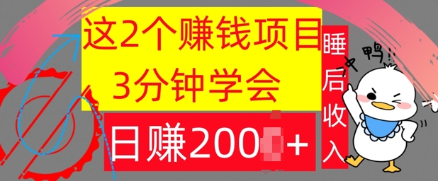 这2个项目，3分钟学会，日赚几张，懒人捡钱-副业城