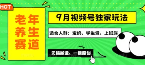 视频号最新玩法,老年养生赛道一键原创,多种变现渠道,可批量操作-副业城