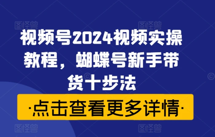 视频号2024视频实操教程，蝴蝶号新手带货十步法-副业城