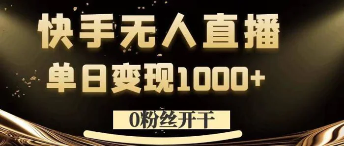 0粉丝开干，快手无人直播，单日变现1k+【揭秘】-副业城