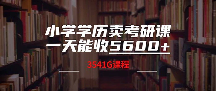 （12556期）小学学历卖考研课程，一天收5600（附3580G考研合集）-副业城