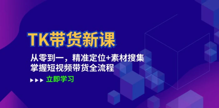 TK带货新课：从零到一，精准定位+素材搜集 掌握短视频带货全流程-副业城