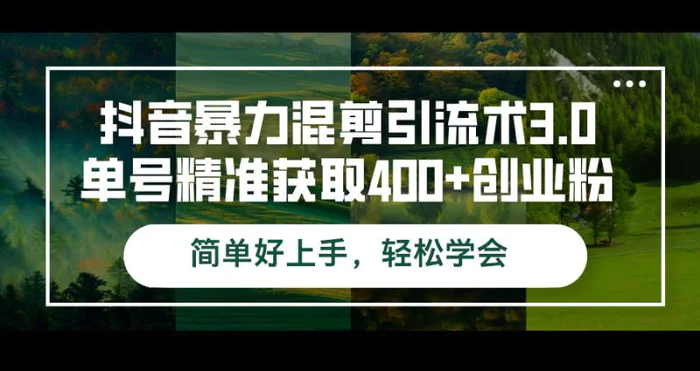 （12630期）抖音暴力混剪引流术3.0单号精准获取400+创业粉简单好上手，轻松学会-副业城