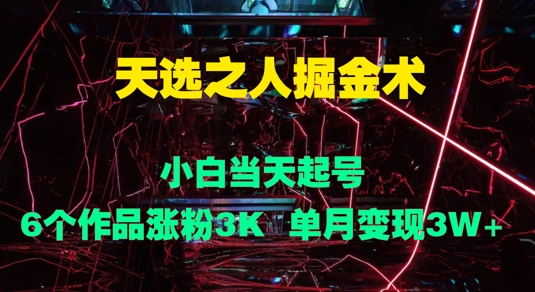 天选之人掘金术，小白当天起号，6个作品涨粉3000+，单月变现3w+-副业城