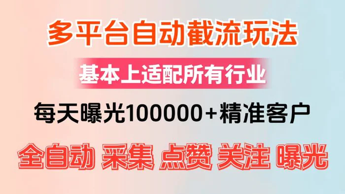 （12709期）小红书抖音视频号最新截流获客系统，全自动引流精准客户【日曝光10000+精准客户】-副业城