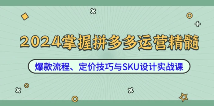 （12703期）2024掌握拼多多运营精髓：爆款流程、定价技巧与SKU设计实战课-副业城