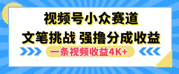 视频号新赛道之文笔挑战，强撸分成收益，一条视频赚了4K+-副业城