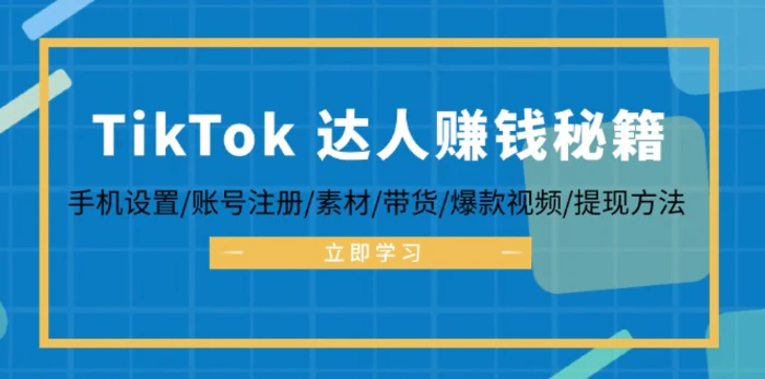 （12727期）TikTok&达人赚钱秘籍 手机设置/账号注册/素材/带货/爆款视频/提现方法-副业城