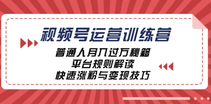 （12722期）视频号运营训练营：普通人月入过万秘籍，平台规则解读，快速涨粉与变现技巧-副业城