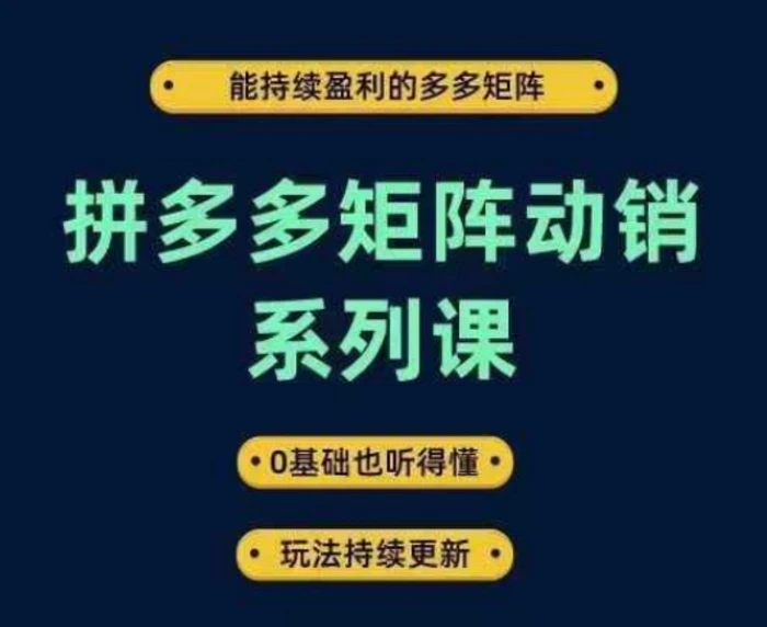 拼多多矩阵动销系列课，能持续盈利的多多矩阵，0基础也听得懂，玩法持续更新-副业城