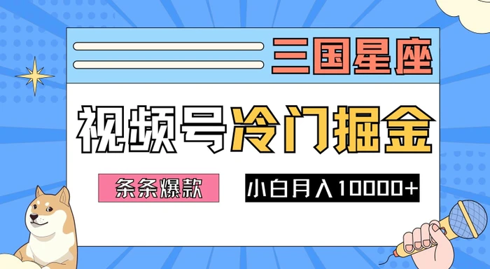 2024视频号三国冷门赛道掘金，条条视频爆款，操作简单轻松上手，新手小白也能月入1w-副业城