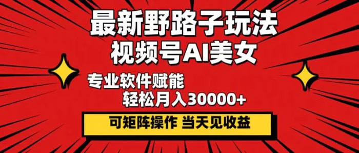 （12798期）最新野路子玩法，视频号AI美女，当天见收益，轻松月入30000＋-副业城