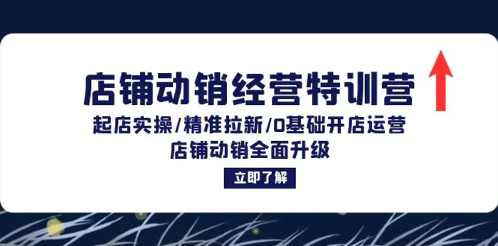 （12794期）店铺动销经营特训营：起店实操/精准拉新/0基础开店运营/店铺动销全面升级-副业城