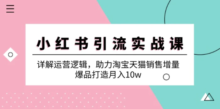 小红书引流实战课：详解运营逻辑，助力淘宝天猫销售增量，爆品打造月入10w-副业城