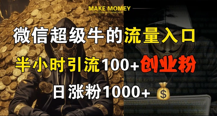 微信超级牛的流量入口，半小时引流100+创业粉，日涨粉1000+-副业城