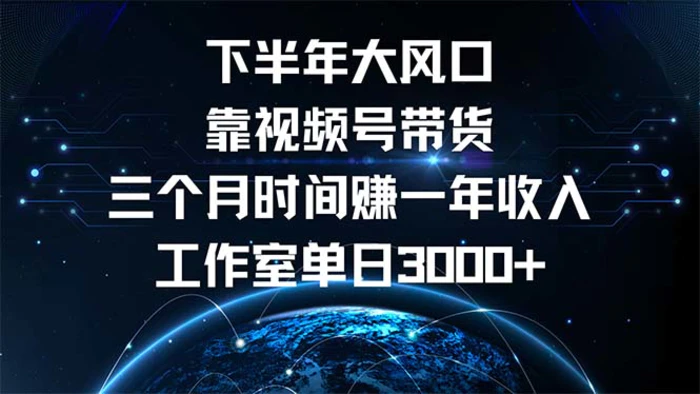 （12849期）下半年风口项目，靠视频号带货三个月时间赚一年收入，工作室单日3000+-副业城