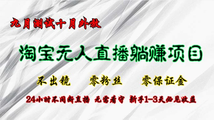 （12862期）淘宝无人直播最新玩法，九月测试十月外放，不出镜零粉丝零保证金，24小…-副业城