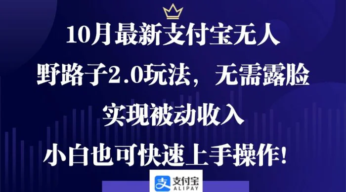 （12824期）10月最新支付宝无人野路子2.0玩法，无需露脸，实现被动收入，小白也可快速上手操作！-副业城