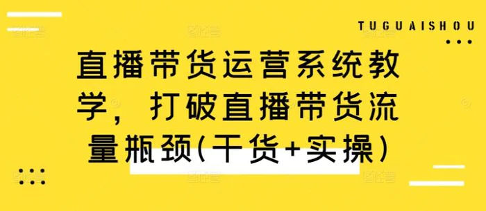 直播带货运营系统教学，打破直播带货流量瓶颈(干货+实操)-副业城