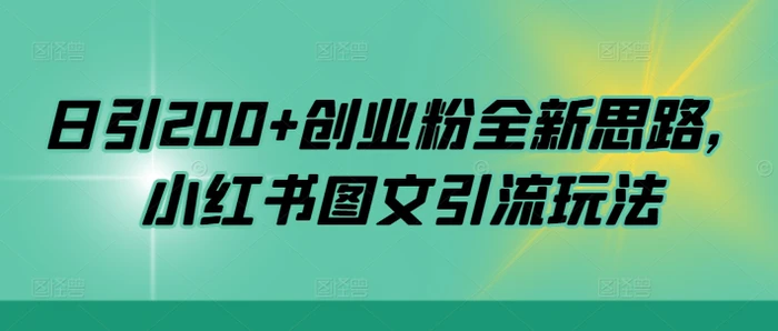 日引200+创业粉全新思路，小红书图文引流玩法【揭秘】-副业城