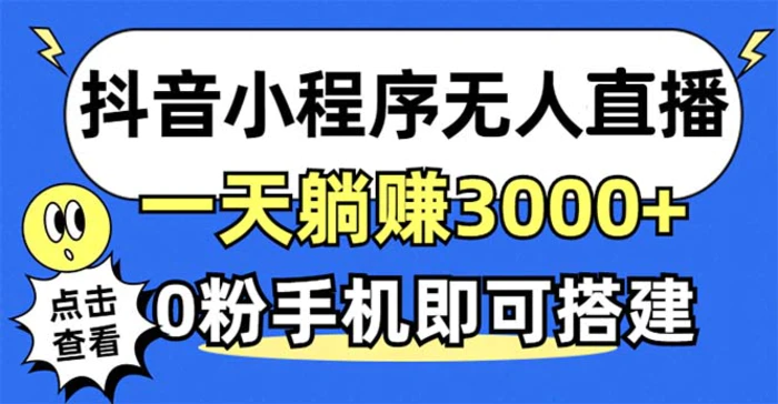 （12988期）抖音小程序无人直播，一天躺赚3000+，0粉手机可搭建，不违规不限流，小…-副业城