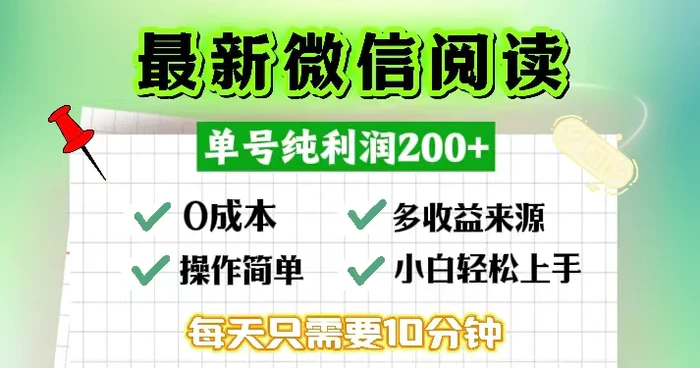 （13108期）微信阅读最新玩法，每天十分钟，单号一天200+，简单0零成本，当日提现-副业城