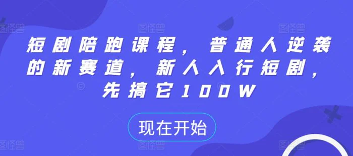 短剧陪跑课程，普通人逆袭的新赛道，新人入行短剧，先搞它100W-副业城