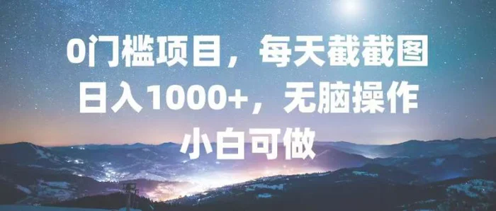 （13160期）0门槛项目，每天截截图，日入1000+，轻松无脑，小白可做-副业城