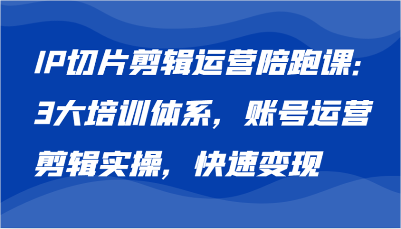 IP切片剪辑运营陪跑课，3大培训体系：账号运营 剪辑实操 快速变现-副业城