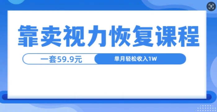 靠卖视力恢复教程一单59.9，单月变现1W，小白可复制-副业城