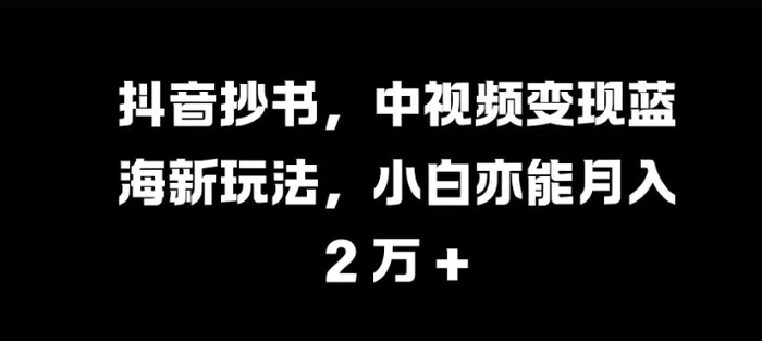 抖音抄书，中视频变现蓝海新玩法，小白亦能月入 过W【揭秘】-副业城