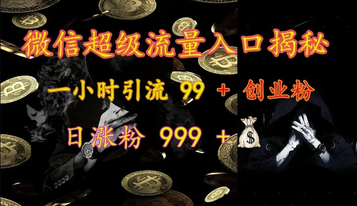 微信超级流量入口揭秘：一小时引流 99 + 创业粉，日涨粉 999 +-副业城