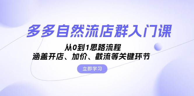 多多自然流店群入门课，从0到1思路流程，涵盖开店、加价、截流等关键环节-副业城