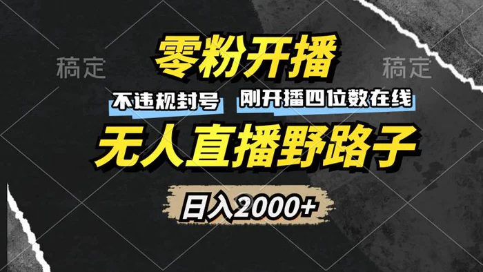 （13292期）零粉开播，无人直播野路子，日入2000+，不违规封号，躺赚收益！-副业城