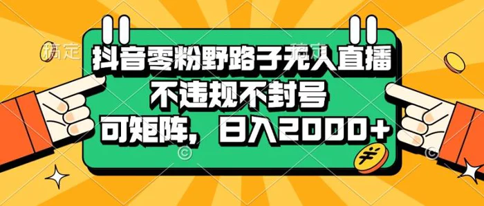 （13336期）抖音零粉野路子无人直播，不违规不封号，可矩阵，日入2000+-副业城