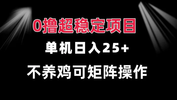 （13355期）0撸项目 单机日入25+ 可批量操作 无需养鸡 长期稳定 做了就有-副业城