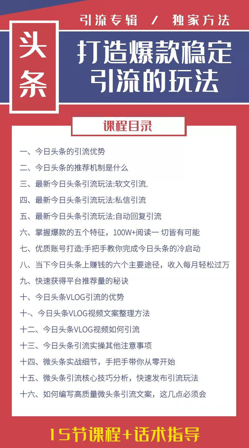 图片[2]-（1416期）今日头条引流技术4.0，打造爆款稳定引流的玩法，收入每月轻松过万(16节课)-副业网