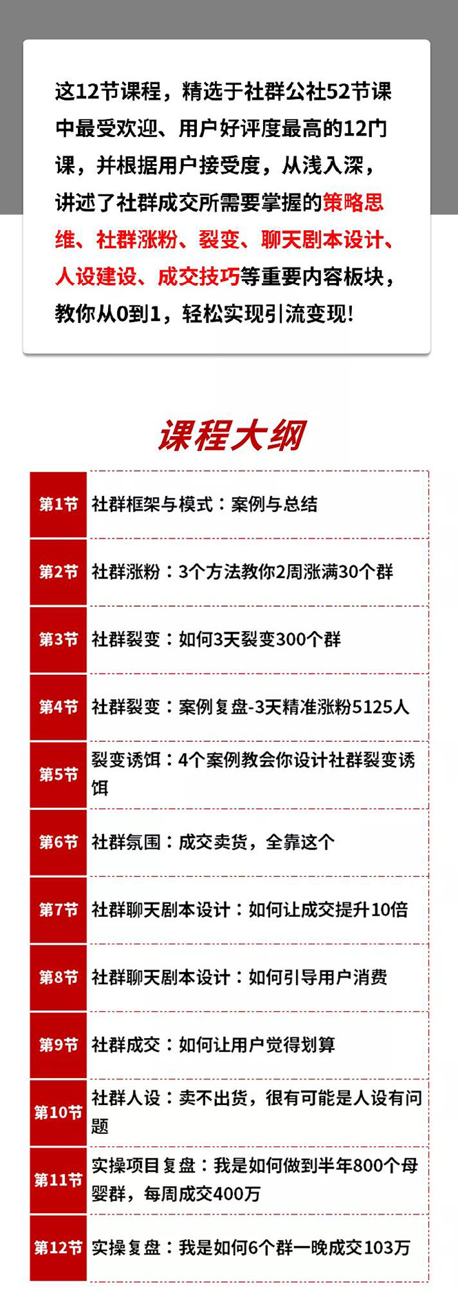 图片[2]-（1433期）12节社群成交全攻略：从0到1快速引流变现，3天裂变300个群一晚成交103万-副业网