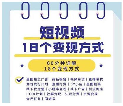 图片[2]-（1893期）短视频18个变现方式：星图指派广告、商铺橱窗、视频带货、直播带货等-副业网