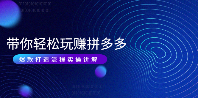 （1987期）带你轻松玩赚拼多多：花的少 赚的多 爆款更简单 爆款打造流程实操讲解-副业网