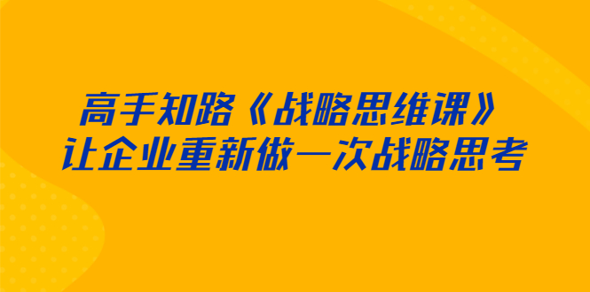 （2519期）高手知路《战略思维课》让企业重新做一次战略思考-副业网