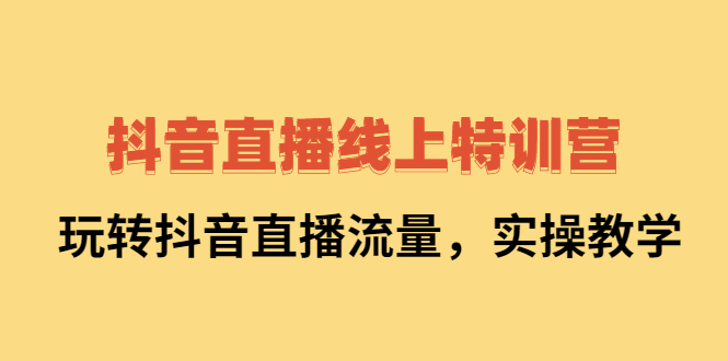 （2267期）抖音直播线上特训营：玩转抖音直播流量，实操教学-副业网