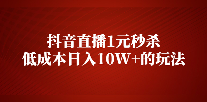 （2127期）抖音直播1元秒杀，低成本日入10W+的玩法【视频课程】-副业网