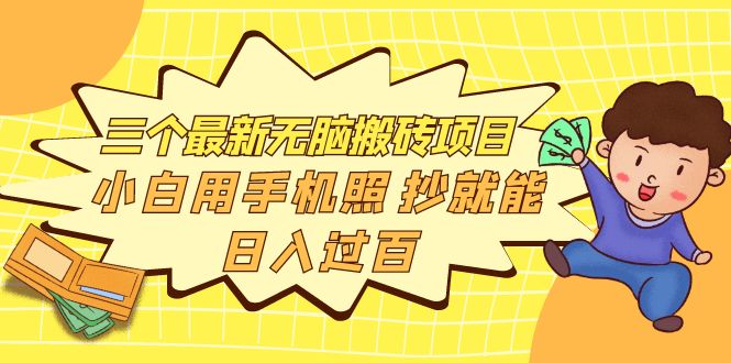 （3800期）三个最新无脑搬砖项目，小白用手机照抄就能日入过百-副业网