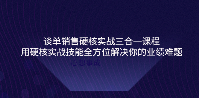 （3943期）谈单销售硬核实战三合一课程，用硬核实战技能全方位解决你的业绩难题-副业网