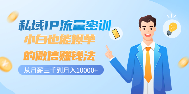 （3005期）私域IP流量密训：小白也能爆单的微信赚钱法，从月薪三千到月入10000+-副业网