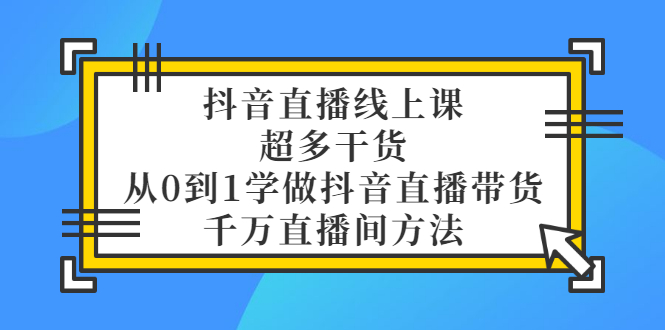 （3021期）抖音直播线上课，超多干货，从0到1学做抖音直播带货  千万直播间方法-副业网