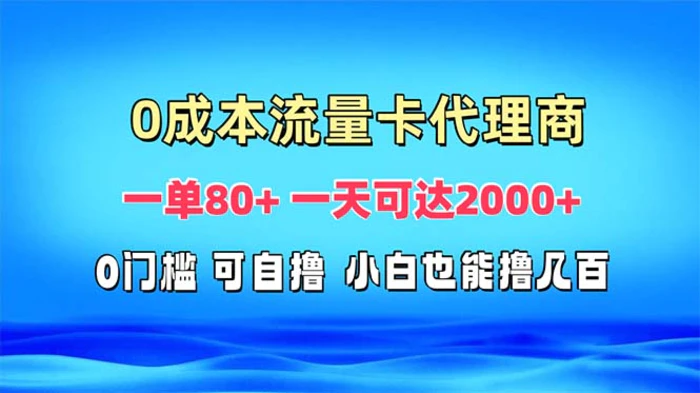 （13391期）免费流量卡代理一单80+ 一天可达2000+-副业城