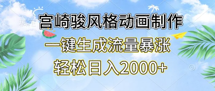 （13386期）宫崎骏风格动画制作，一键生成流量暴涨，轻松日入2000+-副业城