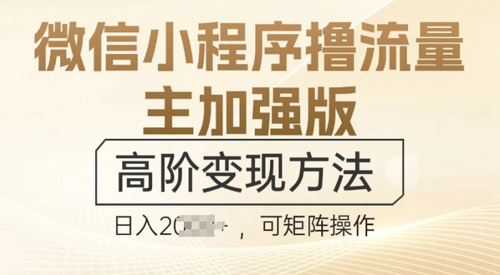 微信小程序撸流量主加强版，高阶变现方法，日收益多张-副业城